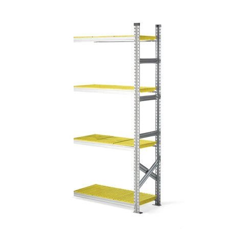 Galvanised food shelving TRANSFORM, add-on unit, 1972x900x400 mm, yellow
