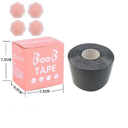 Boob Tape, 5m Extra-long Roll Booby Tape With 5pcs Reusable Nipple Covers, Adhesive Bra Breast Lift Tape Nvisible Under Clothing