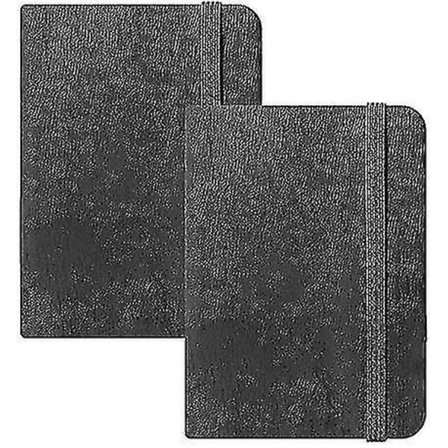 2 st fickanteckning A6 svart liten anteckningsblock läder journal anteckningsblock tjockt papper anteckningsblock med 200 sidor (14,5 x 9,5 cm)