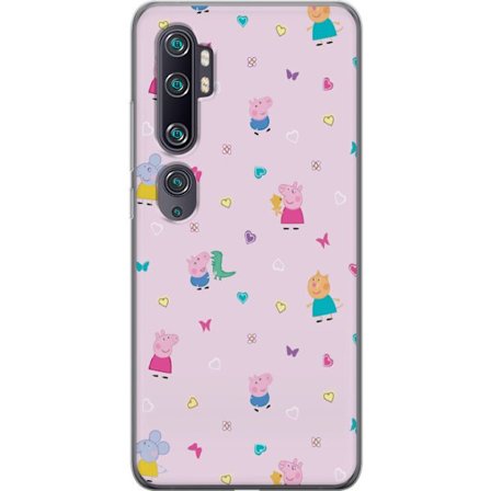 Kompatibel Mobilcover til Xiaomi Mi Note 10 Mor Gris med baby elskende Peppa Pig illustration i bløde farver til børnemotiver