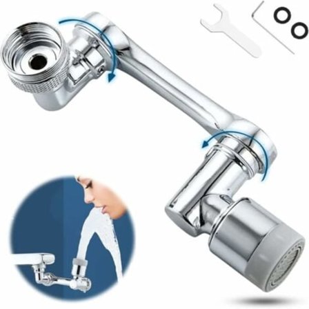 1080° roterbar vandhane forlænger med anti-sprøjt filter til køkken - Dobbelt tilstand.