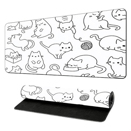 Vandtæt gummimusemåtte til internetcaféer, hjem, kontorer Black and white cat L