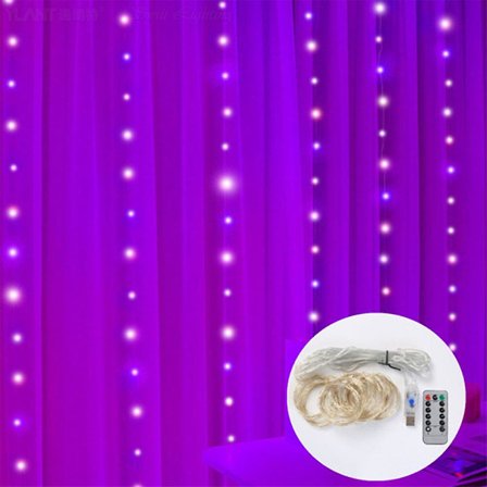 Gardinslynge med 200 LED Lys 3m X 2m Julelys Vandafvisende USB-drevet 8 Tilstande Fjernbetjening Lysstreng Til Soveværelse Vægge Vindue Terrasse Fest 