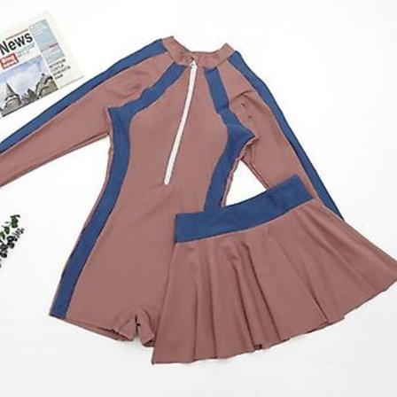 Baddräkt barn jumpsuit tvådelad plattvinkel leggings med kort kjol flicka badkläder M Rosa