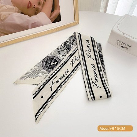 Ny mote Silke skjerf Hårbånd Long Ribbon Sløyfe n utskrift Hai