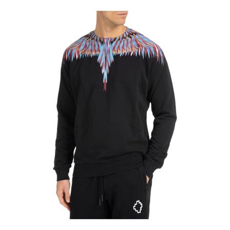 Marcelo Burlon, Lines Wings Sweatshirt Czarny, Mężczyzna, Rozmiar: M
