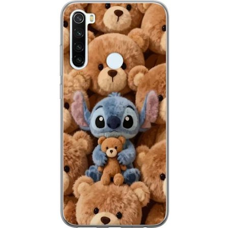 Kompatibelt Mobildeksel til Xiaomi Redmi Note 8 Stitch omgitt av brune teddybjørner med en liten teddybjørn i fanget i en søt og koselig kawaii-design
