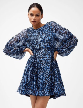 French Connection Anna Emina Chiffon Dress - Navy - M