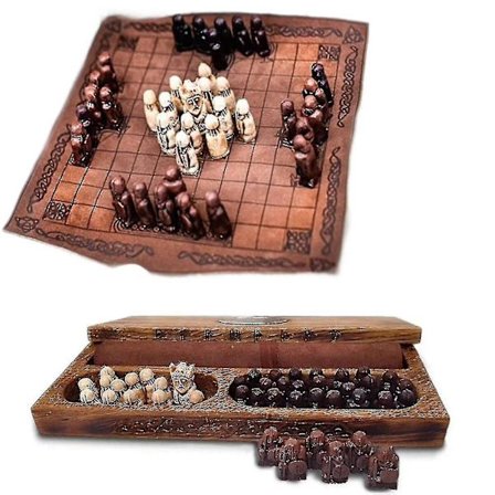 Hnefatafl Brætspil, Viking Skak Sæt, Træ Skak Sæt, Voksen/barn Rejse Sæt Med Trækasse [DmS]