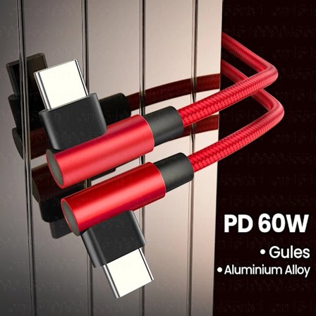 PD 60W Dubbel Vinkel USB Datakabel För Macbook Pro TypeC till USB C Sladd Snabbladdning Laddare USB Kabel För Huawei Samsung Xiaomi