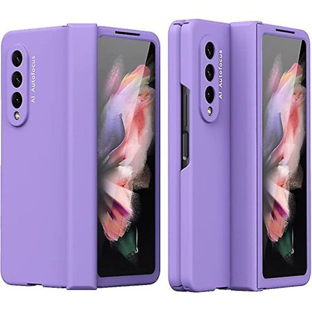 Galaxy Z Fold 3 -kotelo, sarana raskaan käytön suojattu kova PC-kuori näytönsuojalla, täysi suoja (violetti)