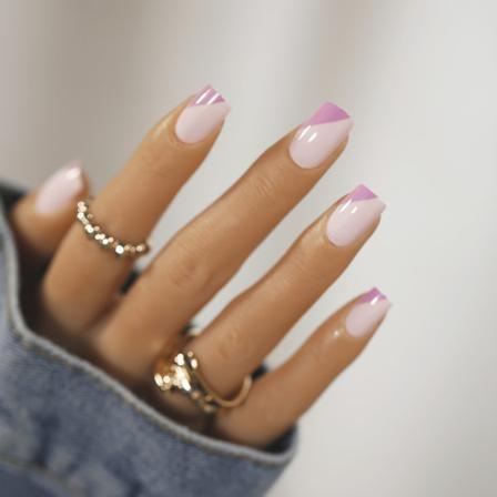 Manikyr Dubbelfärgsmatchande Kort Stil Nail Patch 24st