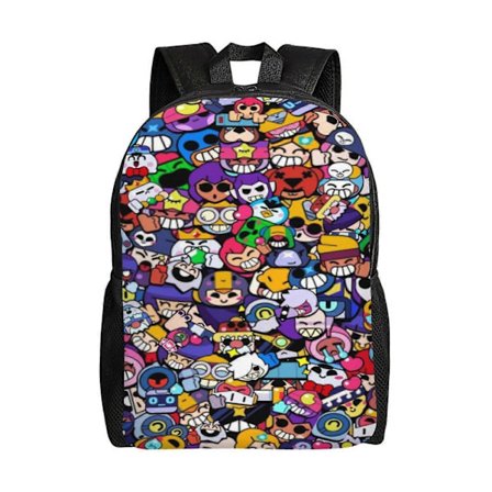 v69 Brawl Värikkäät sarjakuvataistelijat Stars Reppu opiskelijoille, kestävä ja kevyt reppu, vedenpitävä kirjalaukku hengittävällä olkapäällä