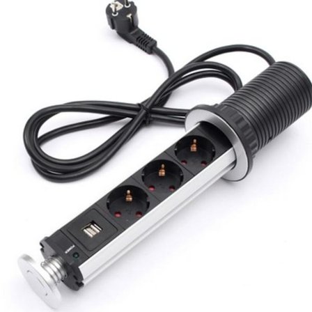 Elektrisk stikkontakt til bordplade, skrivebord, skjult USB-stik Europæisk standard (3 stikkontakter)