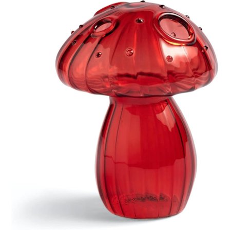 Decorative Mushroom Vase, Cute Flower Vase, Room Decor, Unique Red Glass Vase for Home/Kitchen/Office Decorations