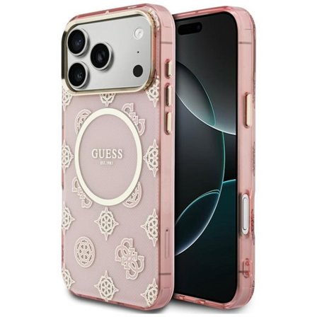 Guess IML Peony Dot MagSafe-fodral för iPhone 17 Pro Max - Rosa