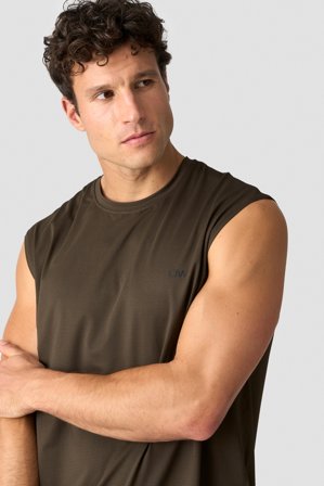 ICANIWILL - Stride Sleeveless T-shirt Men Smokey Brown - Herre - ICIW