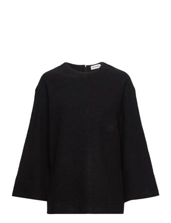 Fides Solid Boiled Wool Pullover Svart Marimekko
