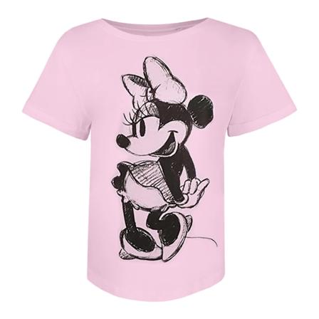 Disney Dam/Kvinnor Minnie Mouse Skiss Bomull T-shirt L Ljus Light Pink L