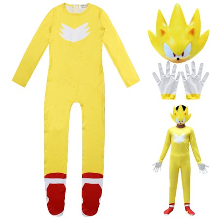 Halloween Sonic The Hedgehog Cosplay Kostyme Bodysuit Partykostyme Cosplay Sceneopptreden Kostymer Gul—max