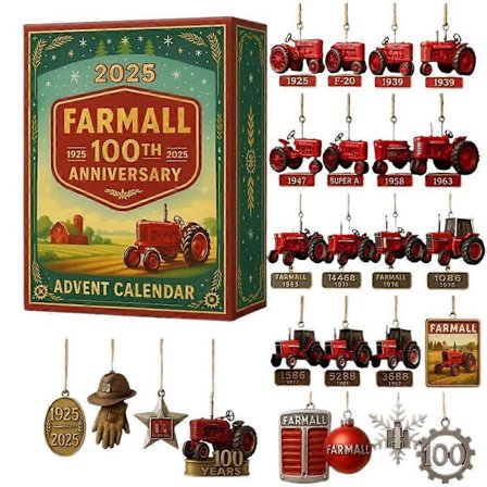 2025 Farmall 100-vuotisjuhlan joulukalenteri akryylinen joulukuusen koriste