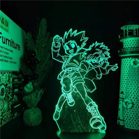 3D Illusion Lamp Anime Hunter X Hunter Gon och Killua 3D Led