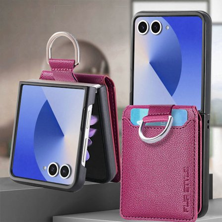 Yhteensopiva Samsung ZFlip7/6/5/4/3 lompakkokotelon kanssa korttipaikka rannehihna pidike matkapuhelinkotelo Z Flip 4 Purple