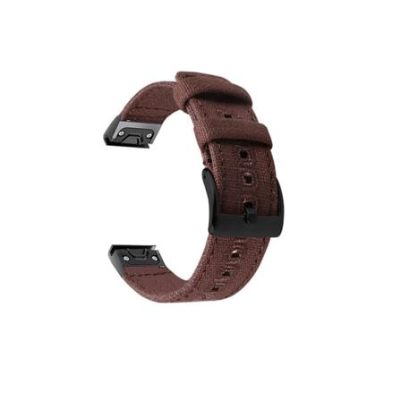 Højkvalitets vævet lærredsrem til Garmin ur Brun M