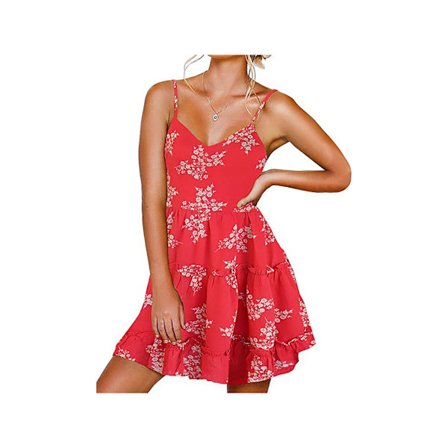 Kvinders V-hals kjole med spaghettistropper