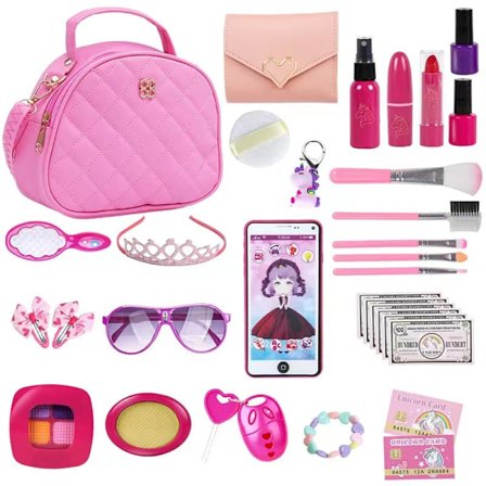 Legetøjstaske til små piger – Prinsessesæt med taske, telefon og makeup-legetøj, 3-8 år_TF_TF