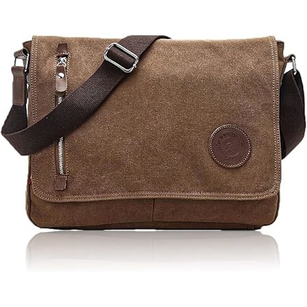 Vintage Canvas Messenger Bag for Menn Kvinner Liten Arbeidsveske Reise Crossbody Skulderveske Studievesker Bokveske