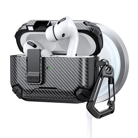 Mobilskal till AirPods Pro 2 Magsafe Carbon Fiber med Karbinhake