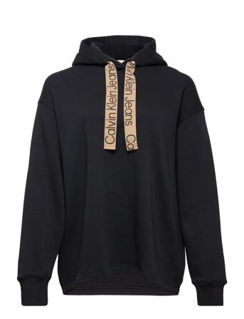 Plus Contrast Drawcords Hoodie Hoodie Trøje Sort Calvin Klein Jeans