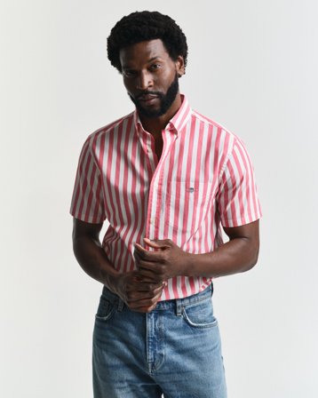 GANT Herren Regular Fit Classic Popeline Kurzarmhemd mit Streifen (XXL)