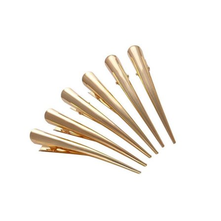 20 stycken tandade anknäbbsklämmor - Halkfria hårklämmor - Metall Alligator Clips för hårstyling - Partition Clip Anknäbbsklämmor (Guld)