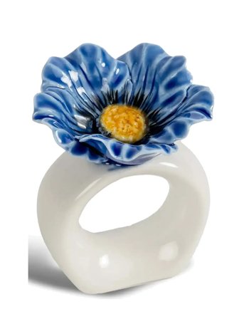 Byon Napkin Ring Poppy 2Pcs/Set - Blue - ONE SIZE