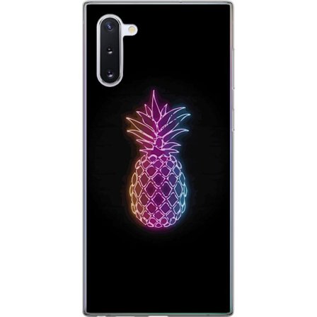 Kompatibelt Mobilskal till Samsung Samsung Galaxy Note10 Neonillustration av ananas i färgglatt ljus mot svart bakgrund