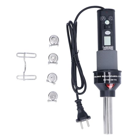 6 stk. varmluftpistol LCD digitalt display justerbart bærbart varmeverktøysett for lodding EU-plugg 220V