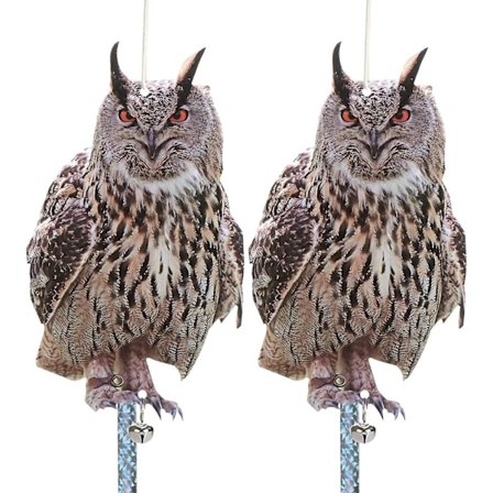 2 stk Uglefugleskremsel med Refleksbånd Fugleskremsel Fugleavvisende Enheter for å Skremme Fugler Duer Vegg for Hage Tak Terrasse Vinduer Balkong Tre