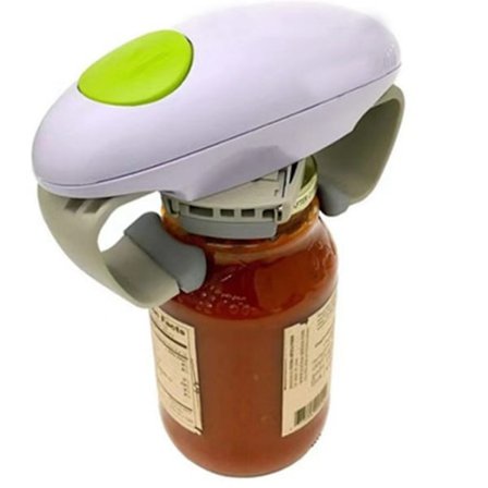 Automatisk dåseåbner med et tryk på en grøn knap, multifunktionel åbner J