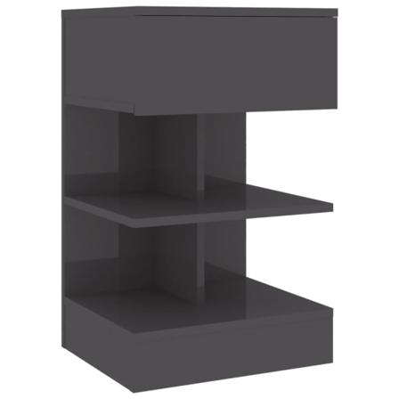 Vidaxl Sängbord Grå Högglans 40x35x65 Cm Konstruerat Trä Grå