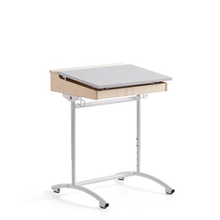 Elevbord ACCESS, 650x550 mm, justerbar højde, højtrykslaminat, hvid/grå