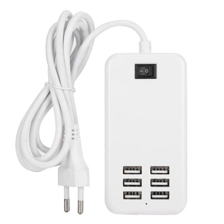 Laddadapter 6 Portar 30W USB Skrivbords Snabb Laddstation Hub 100‐240VEU Kontakt