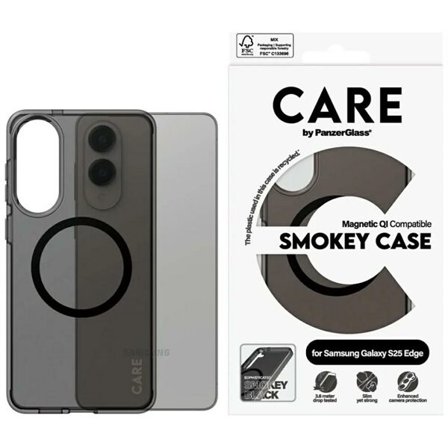 CARE by PanzerGlass Urban Combat Black QI Case for Samsung Galaxy S25 Edge - Semi-transparent