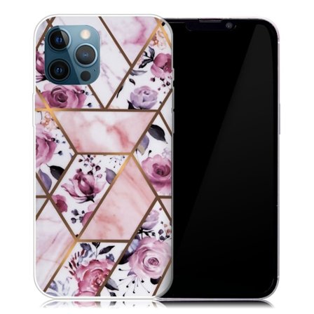 Marmormotiv iPhone 13 Pro Max skal - Elegant Kakel Med Rosor