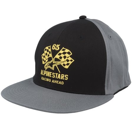 Alpinestars - Negro fitted Gorra - Double Check Flatbill Black/Charcoal/Yellow Fitted @ Hatstore