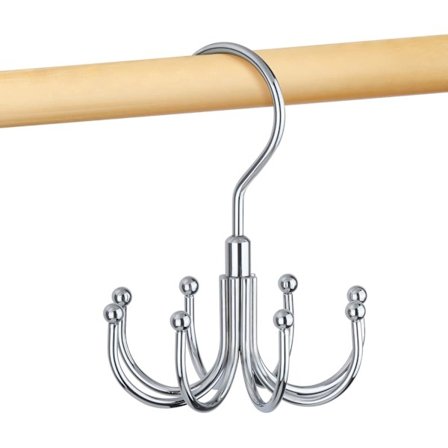 Bælteholder kompatibel med skab, roterende metal, pladsbesparende, bælteopbevaring, slips holder, maksimal kapacitet på 24 bælter, sølv, 1 enhed