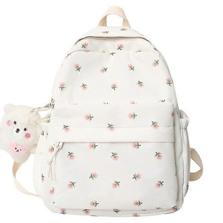 Reppu Riipus Reppu Mini Reppu Söpö Reppu Japanilainen Laukku Kukka Reppu (Valkoinen) (FMY)