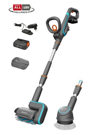 Gardena AquaBrush Set Terrasse-renser 2 forskellige børster, med batteri og oplader, Vanding