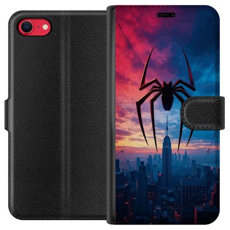 Yhteensopiva Lompakkokotelo Apple Apple iPhone 7 Tyylikäs hämähäkki kaupungin horisontin yläpuolella dramaattisessa auringonlaskussa, graafinen f